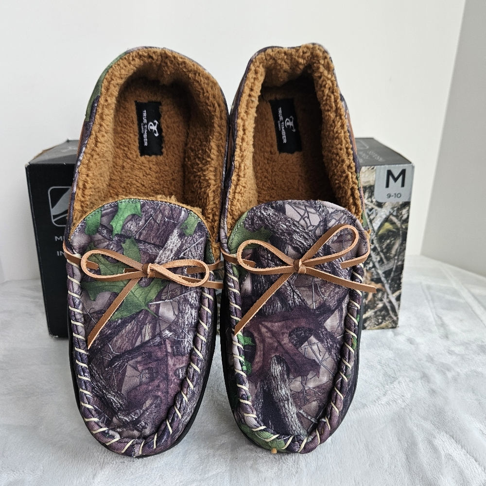 NEW True Timber Camo Slippers Slip Ons Medium 9-10 NIB Camoflauge House Shoes